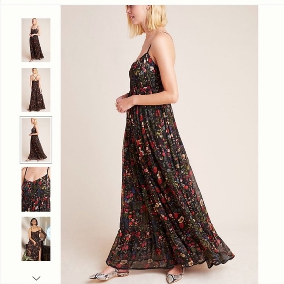 New Anthropologie Massima pleated maxi dress XS S L - Picture 3 of 9